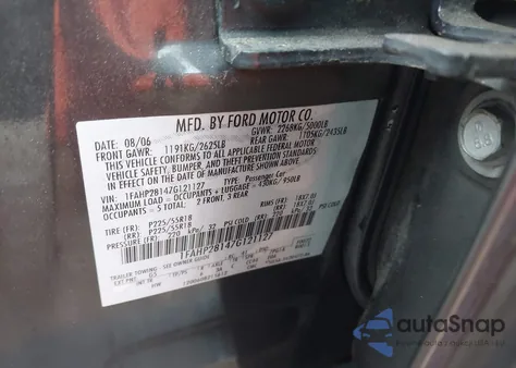 2007 Ford Five Hundred Limited z USA, uszkodzony, nr VIN 1FAHP28147G121127